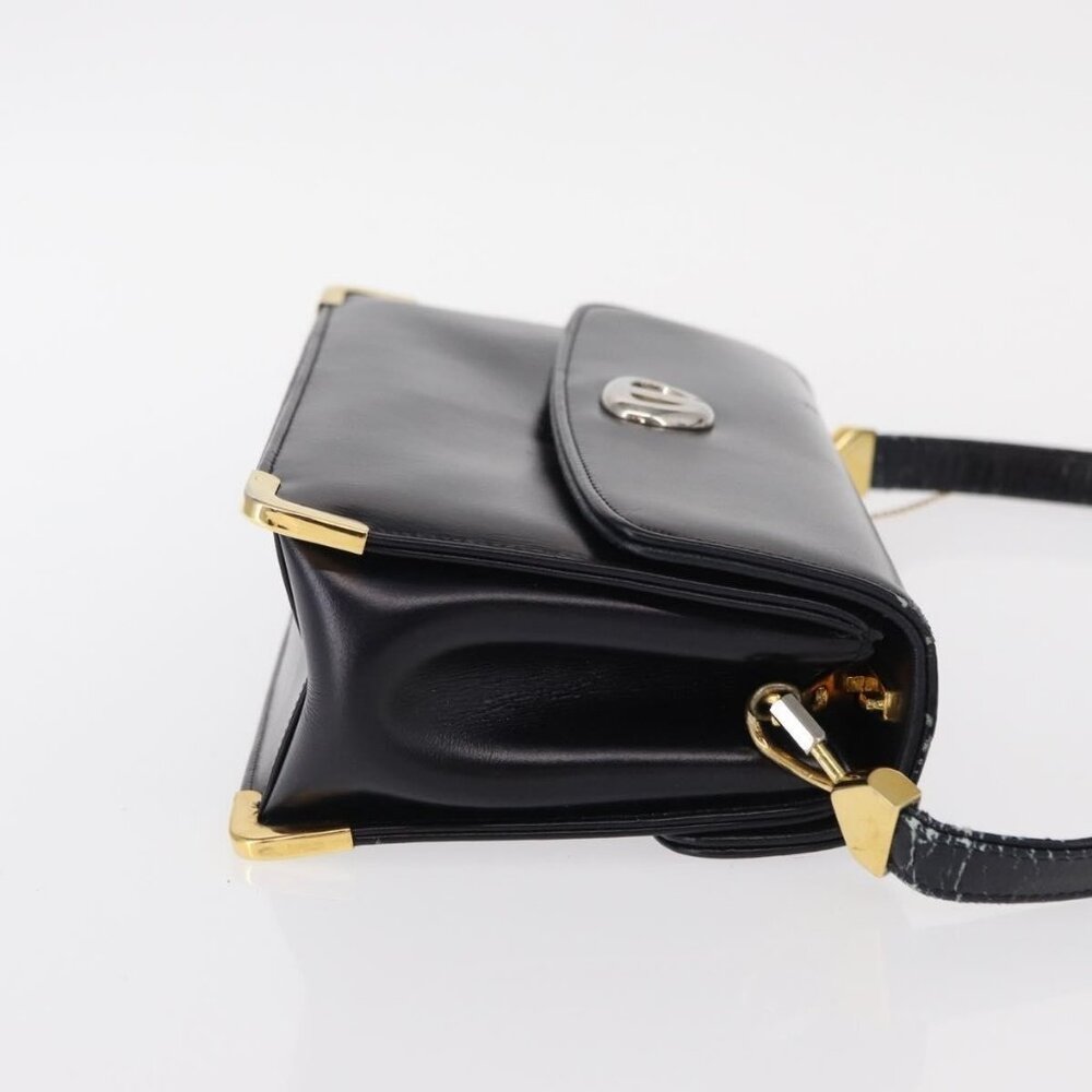 Authentic Christian Dior Shoulder Bag Leather Navy Gold - Picture 10 of 16